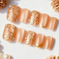 Press-On Nail Set Floral Design Adhesive Included