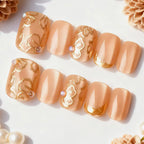 Press-On Nail Set Floral Design Adhesive Included