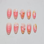 Press-On Nail Set Floral Design Adhesive Included