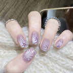 Press-On Nail Set Floral Design Adhesive Included Multiple Sizes