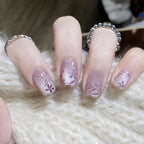 Press-On Nail Set Floral Design Adhesive Included Multiple Sizes