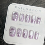 Press-On Nail Set Floral Design Adhesive Included Multiple Sizes