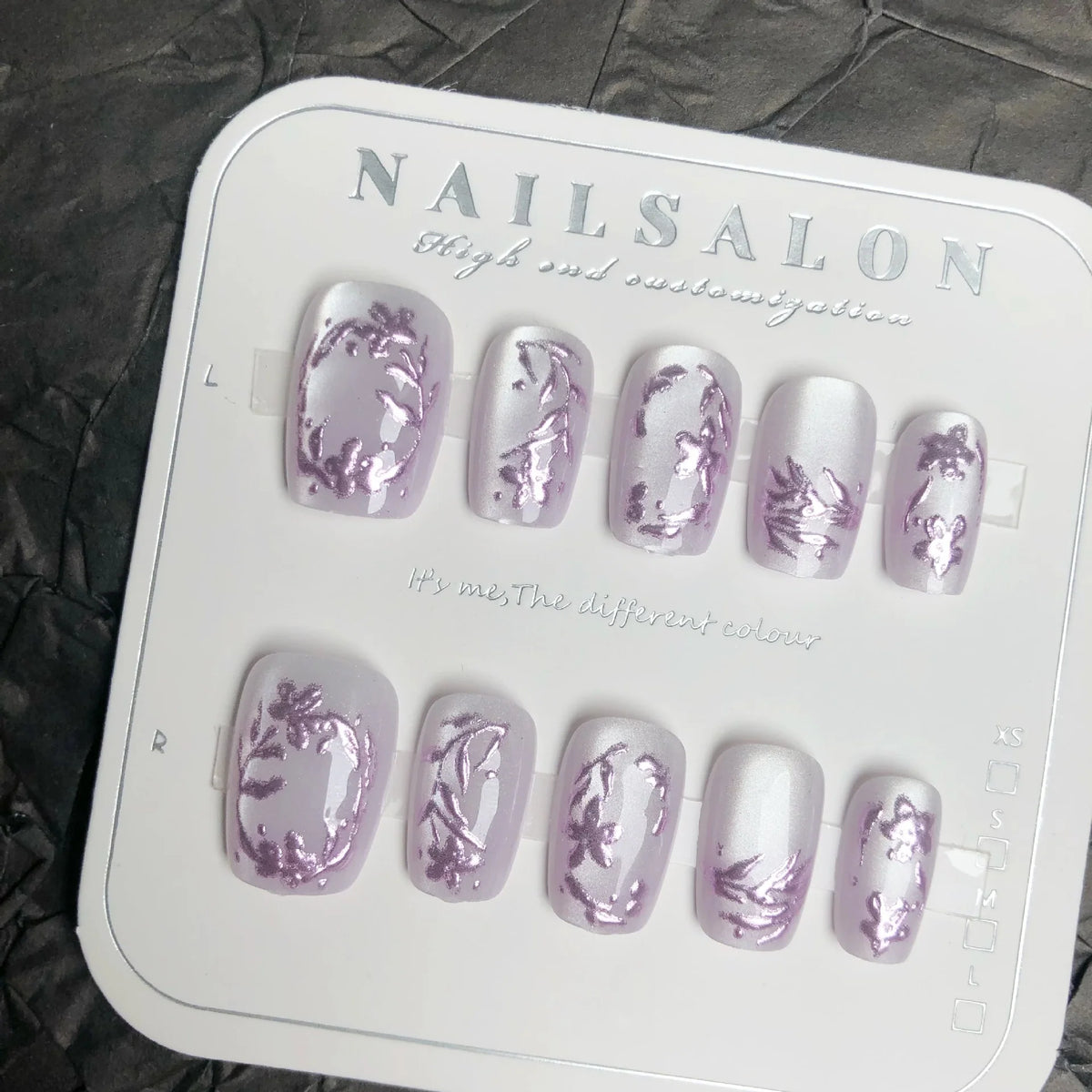 Press-On Nail Set Floral Design Adhesive Included Multiple Sizes