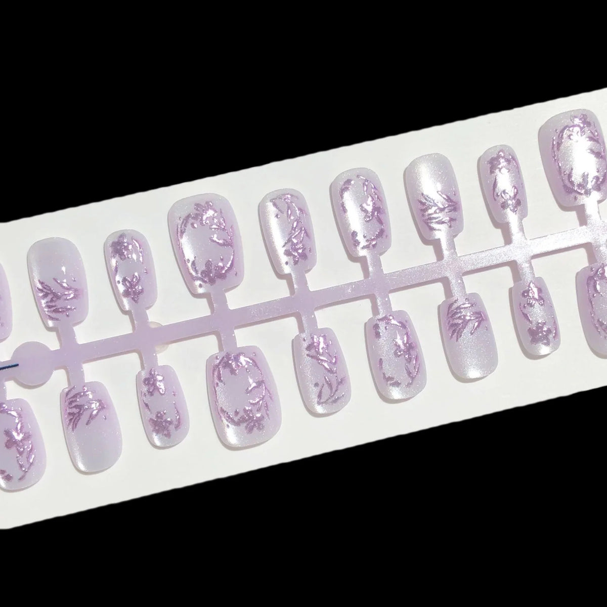 Press-On Nail Set Floral Design Adhesive Included Multiple Sizes