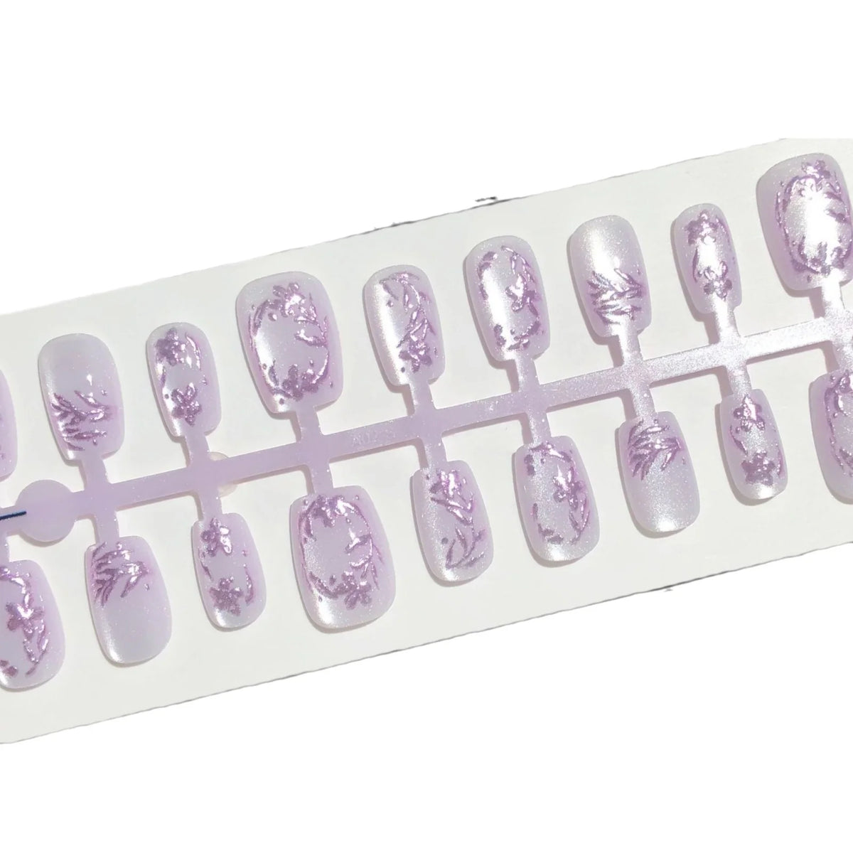 Press-On Nail Set Floral Design Adhesive Included Multiple Sizes