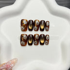 Press-On Nail Set Floral Design Adhesive Long-Lasting