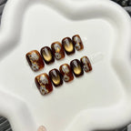 Press-On Nail Set Floral Design Adhesive Long-Lasting