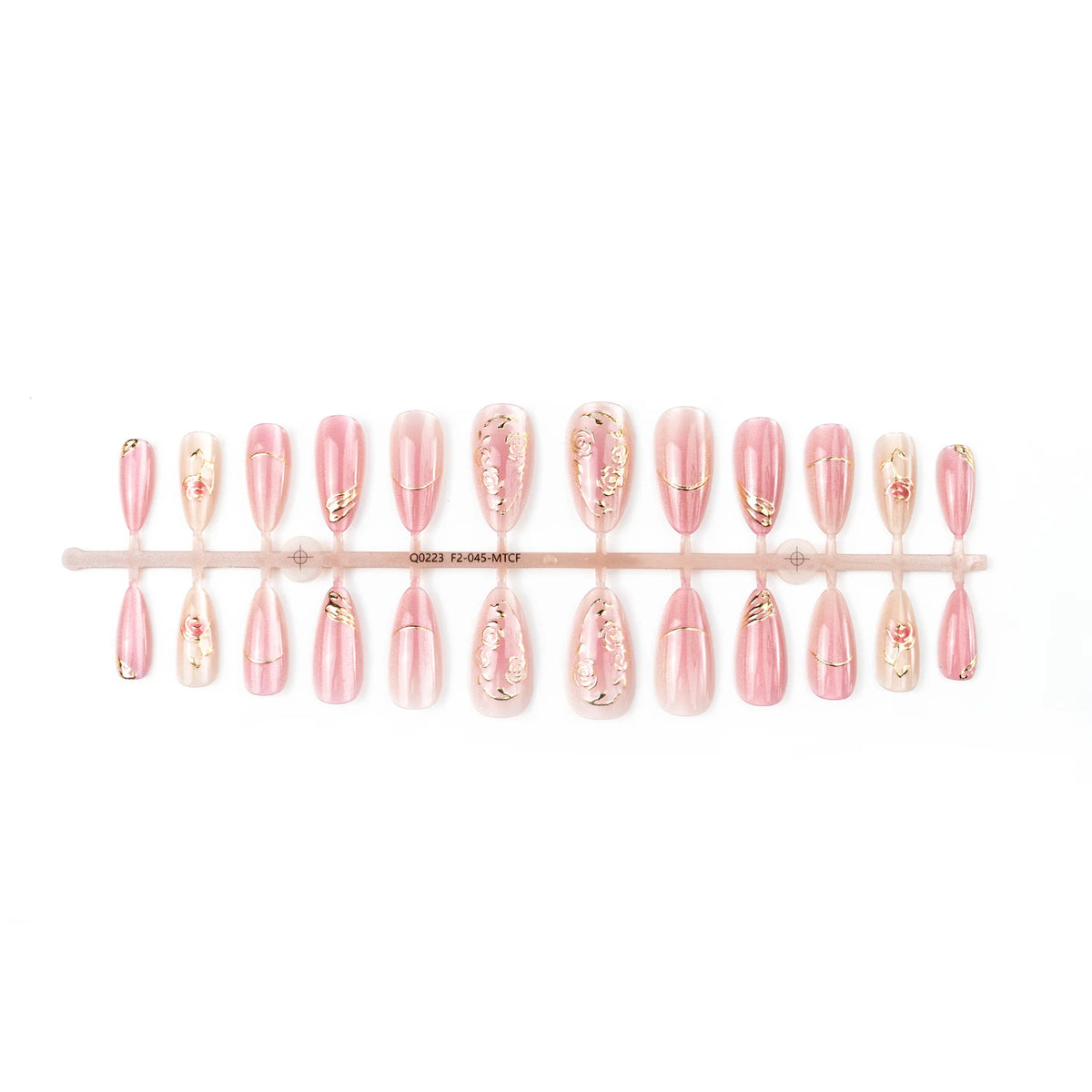 Press-On Nail Set Floral Design & Adhesive Tabs