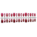 Press-On Nail Set Floral Design Adhesive Tabs Multiple Sizes