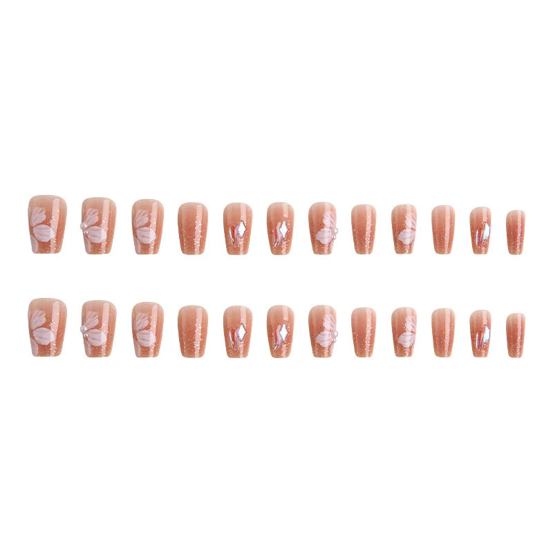 Press-On Nail Set Floral Design Assorted Sizes