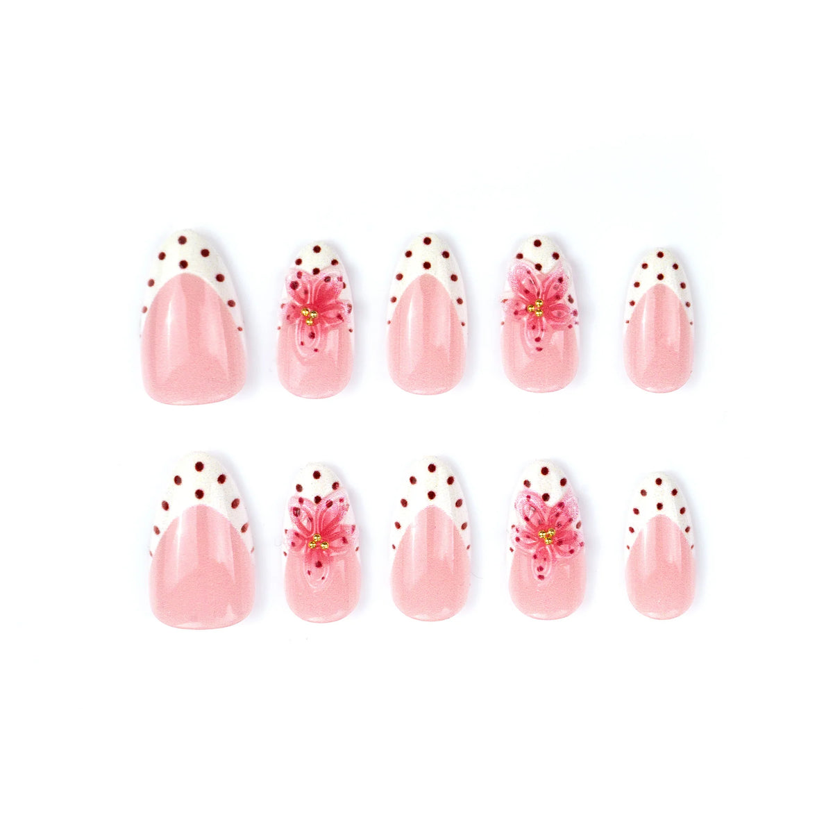 Press-On Nail Set Floral Design Blue Easy Application