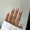 Press-On Nail Set Floral Design Bright Yellow Strong Adhesive