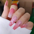 Press-On Nail Set Floral Design & Chip-Resistant
