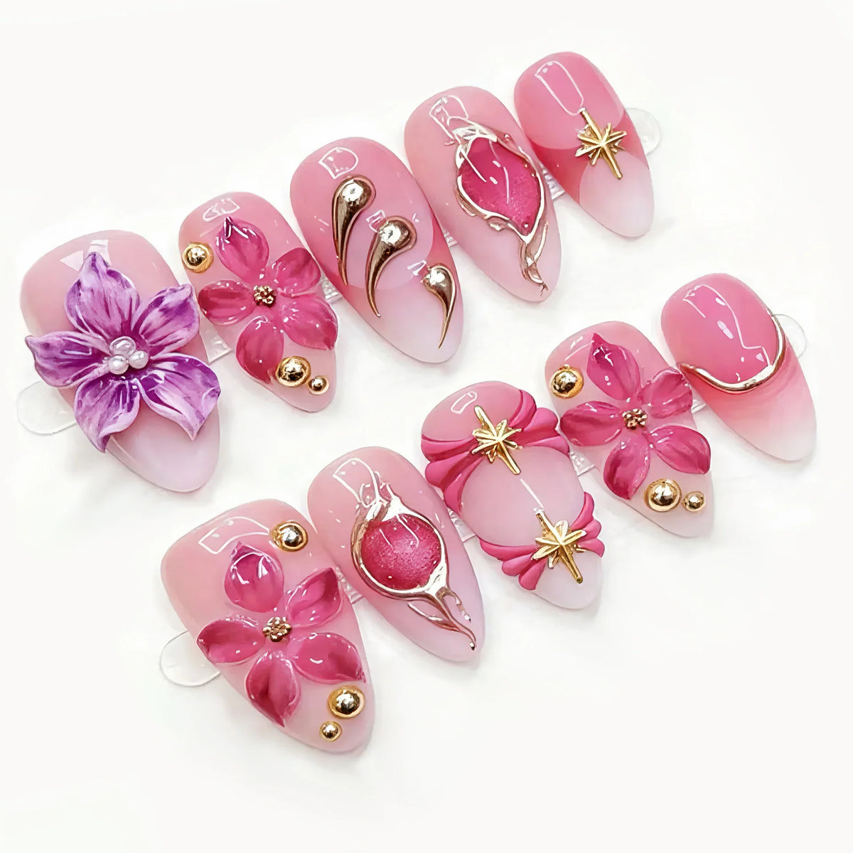 Press-On Nail Set Floral Design & Comfortable Fit