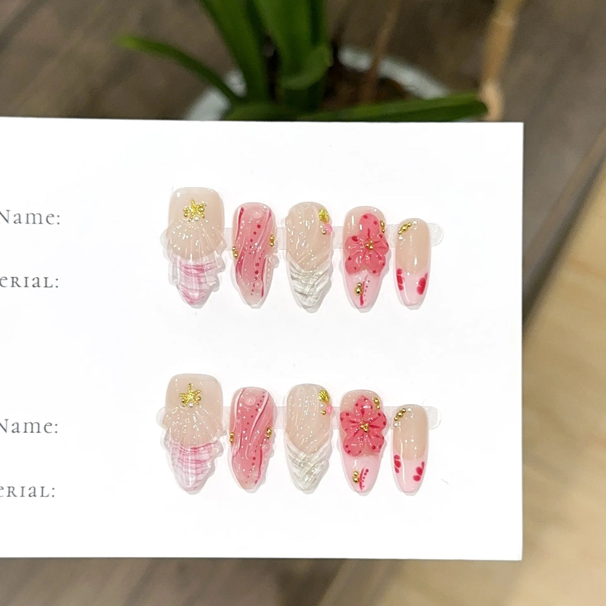 Press-On Nail Set Floral Design Comfortable Fit