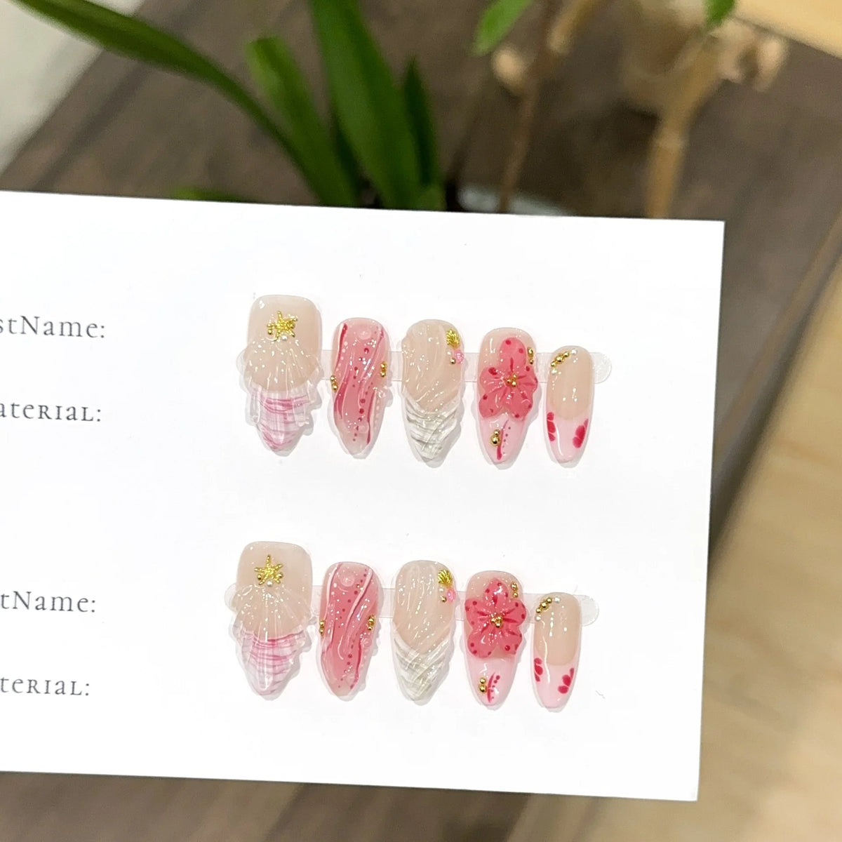 Press-On Nail Set Floral Design Comfortable Fit