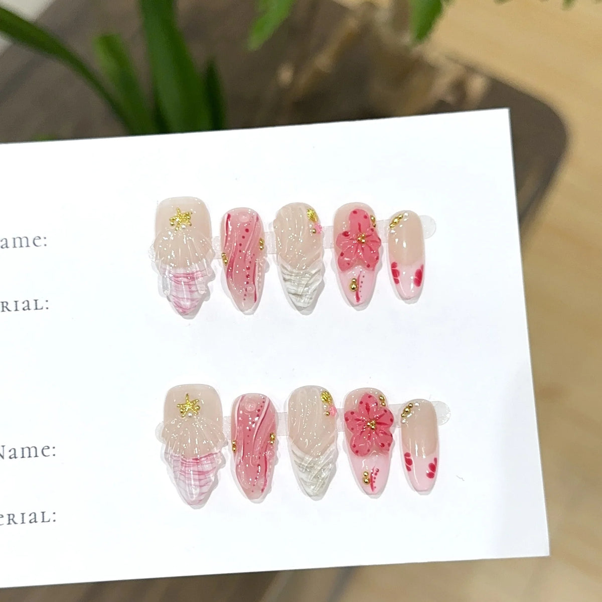 Press-On Nail Set Floral Design Comfortable Fit