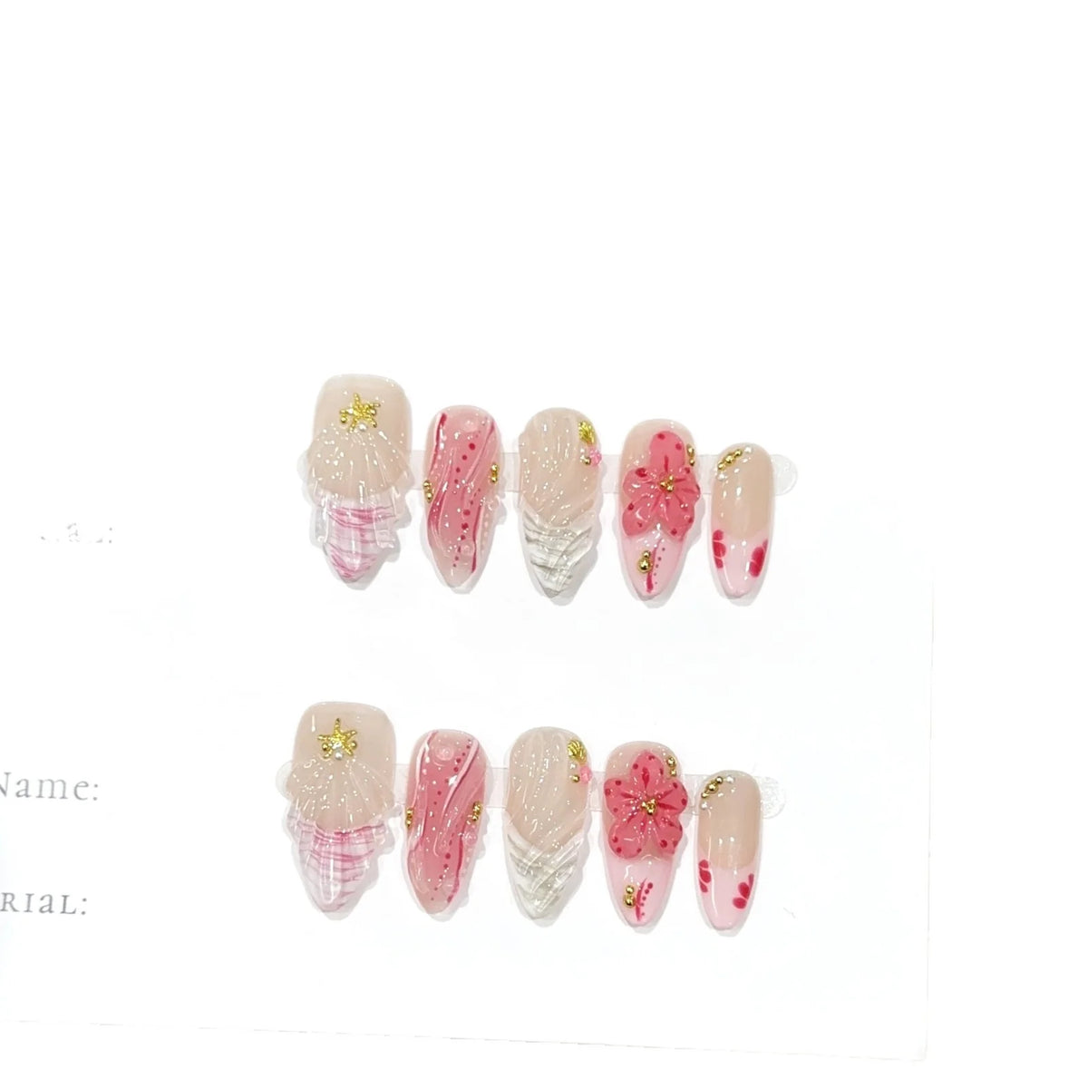 Press-On Nail Set Floral Design Comfortable Fit