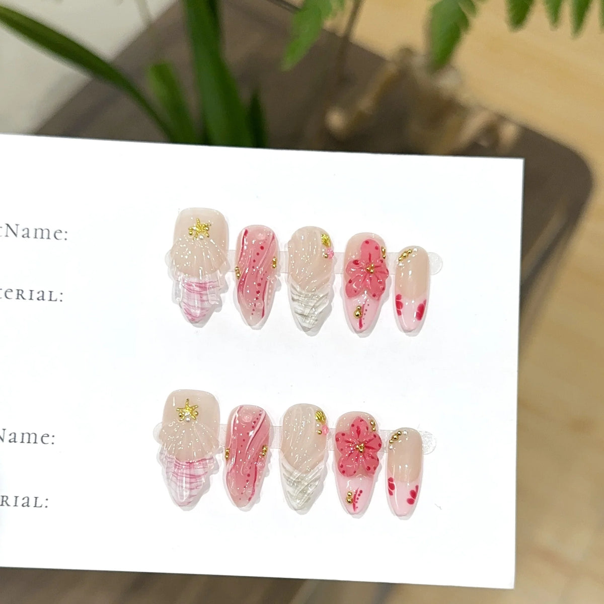 Press-On Nail Set Floral Design Comfortable Fit