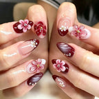 Press-On Nail Set Floral Design Comfortable Fit & Reusable