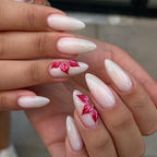 Press-On Nail Set Floral Design Dark Blue Easy Application