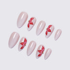 Press-On Nail Set Floral Design Dark Blue Easy Application