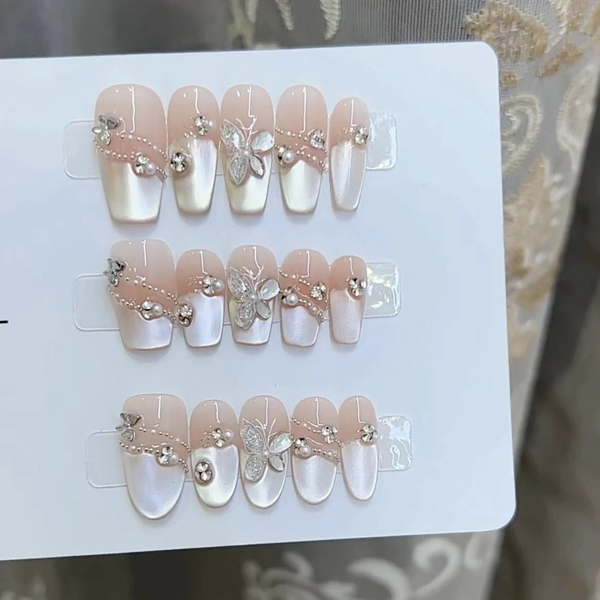 Press-On Nail Set Floral Design Durable Acrylic Easy Application