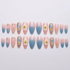 Press-On Nail Set Floral Design Durable Acrylic Multiple Sizes