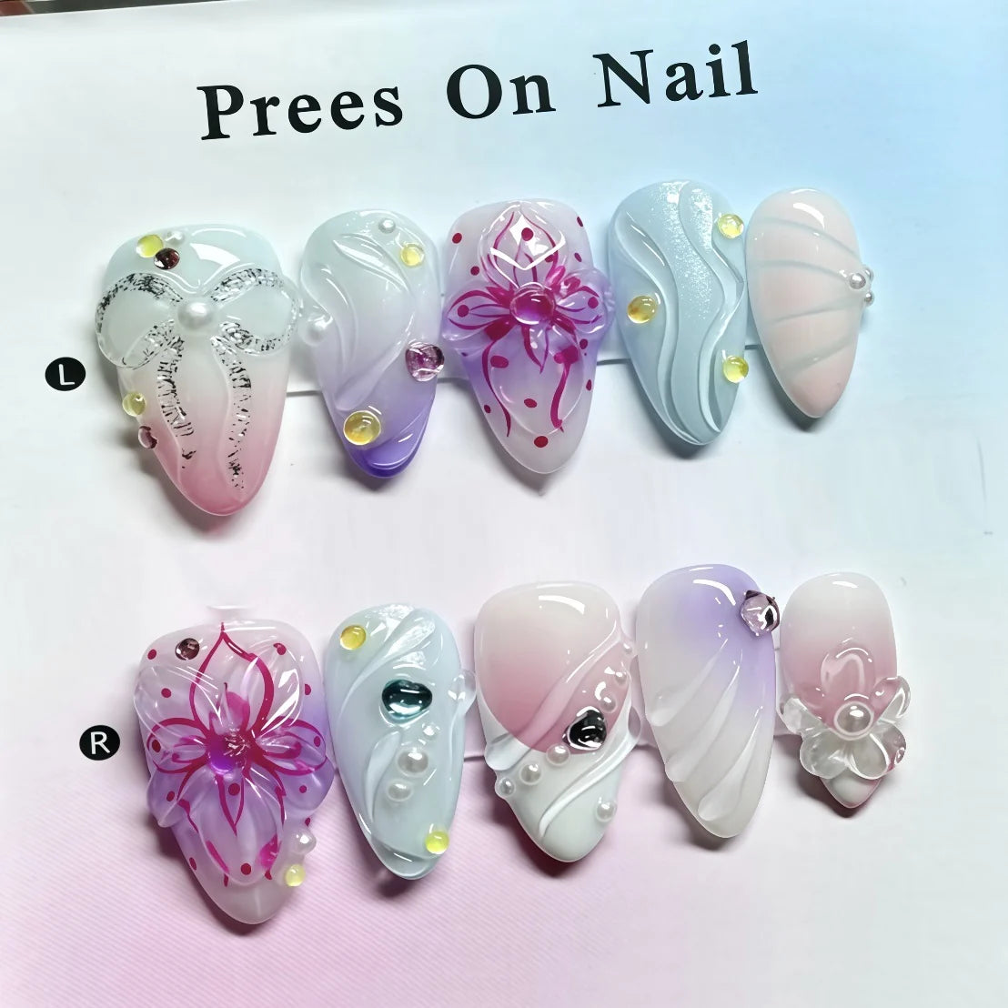 Press-On Nail Set Floral Design Durable & Comfortable Fit