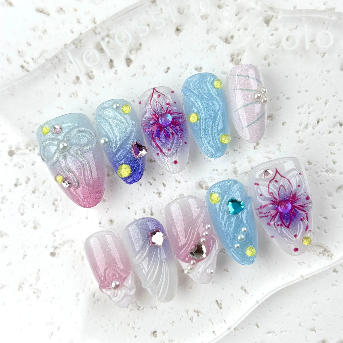 Press-On Nail Set Floral Design Durable & Comfortable Fit