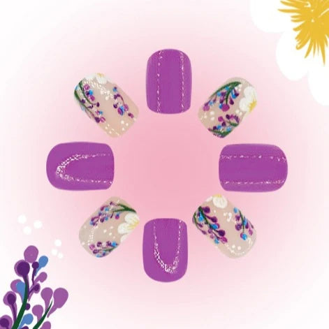 Press-On Nail Set Floral Design Durable & Easy Application