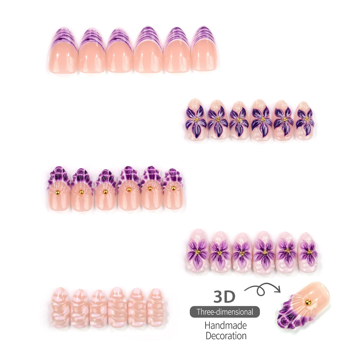 Press-On Nail Set Floral Design & Durable Finish
