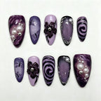 Press-On Nail Set Floral Design Durable & Lightweight