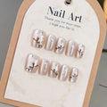 Press-On Nail Set Floral Design Durable Non-Toxic