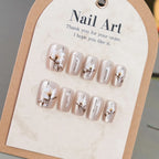 Press-On Nail Set Floral Design Durable Non-Toxic