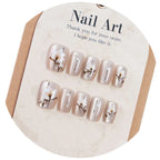 Press-On Nail Set Floral Design Durable Non-Toxic