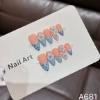 Press-On Nail Set Floral Design Durable & Reusable