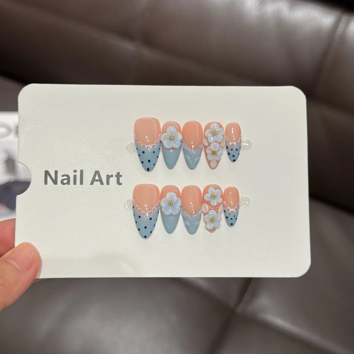Press-On Nail Set Floral Design Durable & Reusable