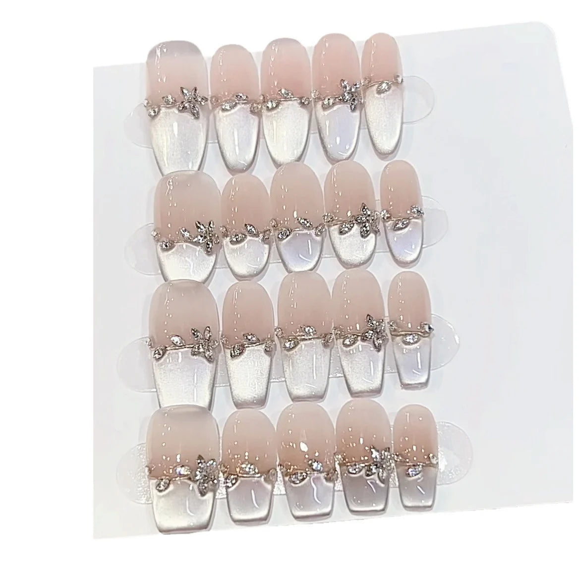 Press-On Nail Set Floral Design Easy Adhesive & Multiple Sizes