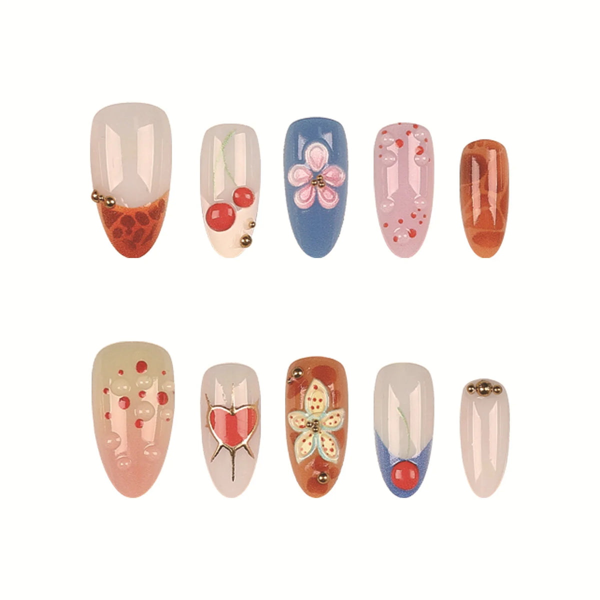 Press-On Nail Set Floral Design & Easy Application