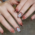 Press-On Nail Set Floral Design & Easy Application