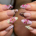 Press-On Nail Set Floral Design Easy Application