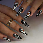 Press-On Nail Set Floral Design & Easy Application