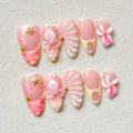 Press-On Nail Set Floral Design & Easy Application