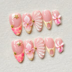 Press-On Nail Set Floral Design & Easy Application