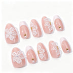 Press-On Nail Set Floral Design & Easy Application