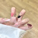 Press-On Nail Set Floral Design & Easy Application