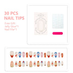 Press-On Nail Set Floral Design & Easy Application