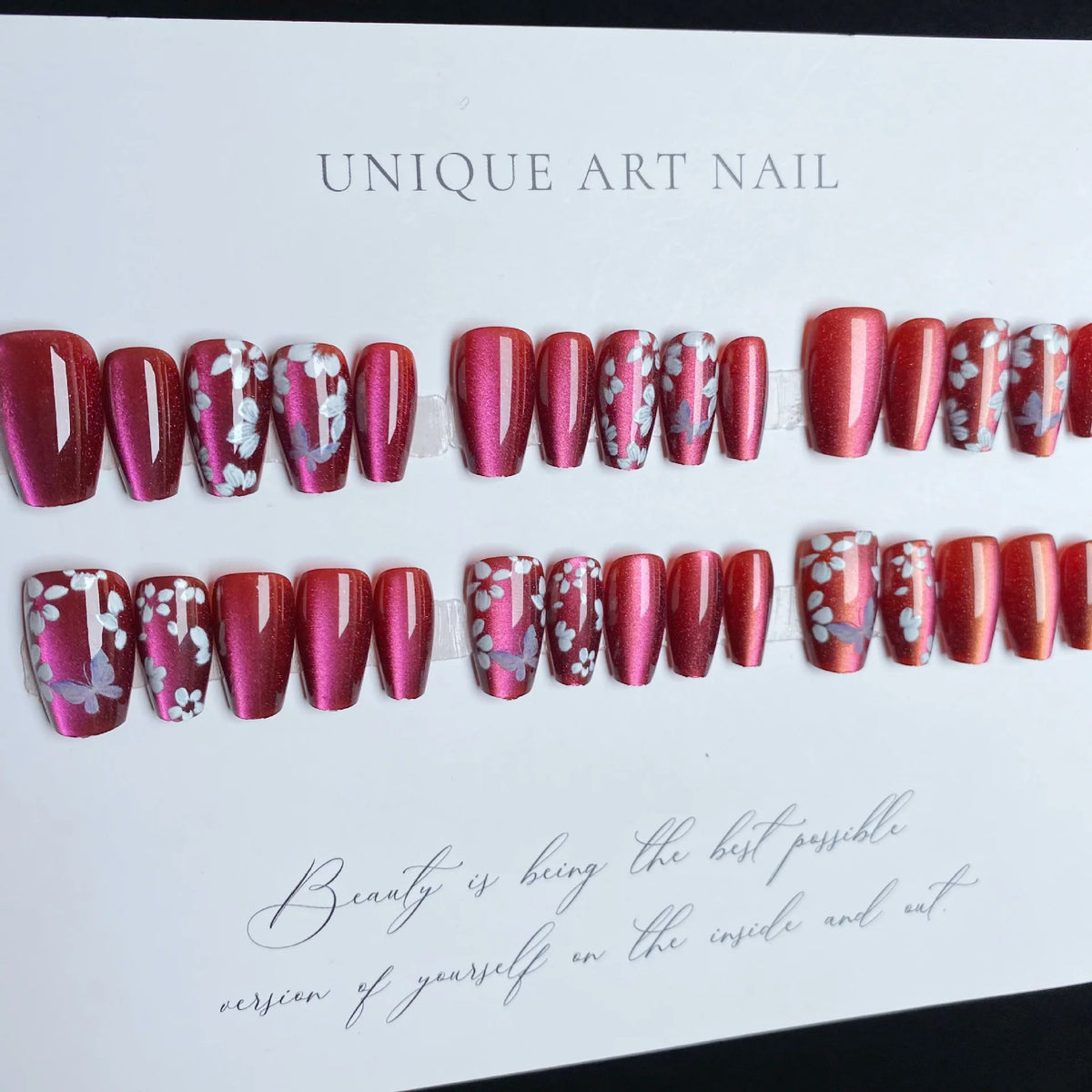 Press-On Nail Set Floral Design Easy Application