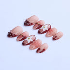 Press-On Nail Set Floral Design & Easy Application